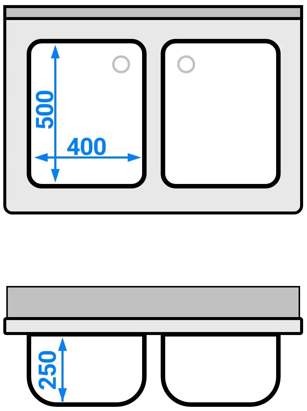 Стол-тумба с мойкой GGM Gastro SSK107BM2 (Inox) - 12