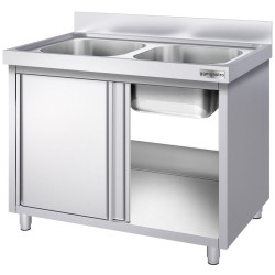 Стол-тумба с мойкой GGM Gastro SSK107BM2 (Inox) Thumb