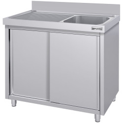 Masa-dulap cu chiuveta GGM Gastro SSK107BR1#ECO (Inox) Thumb