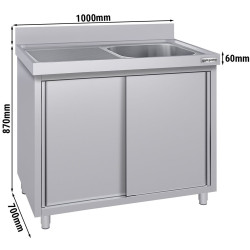 Masa-dulap cu chiuveta GGM Gastro SSK107BR1#ECO (Inox) Thumb