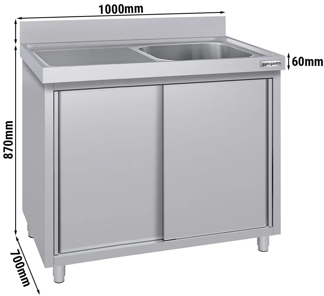 Masa-dulap cu chiuveta GGM Gastro SSK107BR1#ECO (Inox) - 5