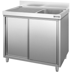 Masa-dulap cu chiuveta GGM Gastro SSK107BR1 (Inox) Thumb