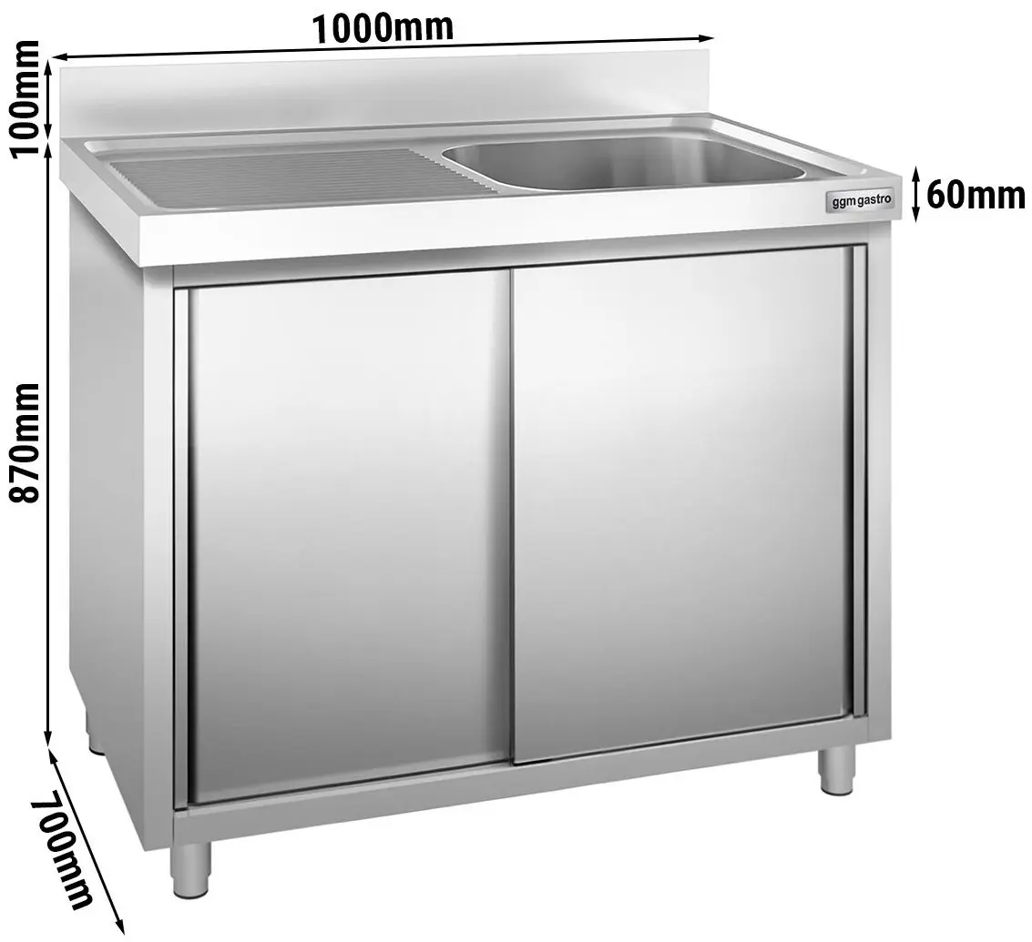 Masa-dulap cu chiuveta GGM Gastro SSK107BR1 (Inox) - 5