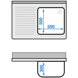 Masa-dulap cu chiuveta GGM Gastro SSK107BR1 (Inox) Thumb