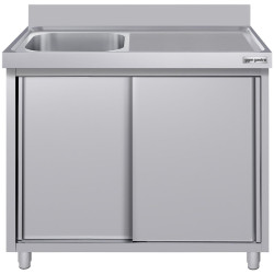 Стол-тумба с мойкой GGM Gastro SSK126BL1#ECO (Inox) Thumb