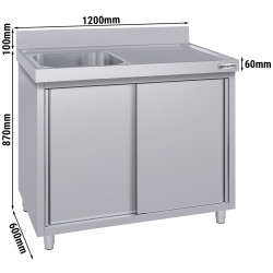 Стол-тумба с мойкой GGM Gastro SSK126BL1#ECO (Inox) Thumb