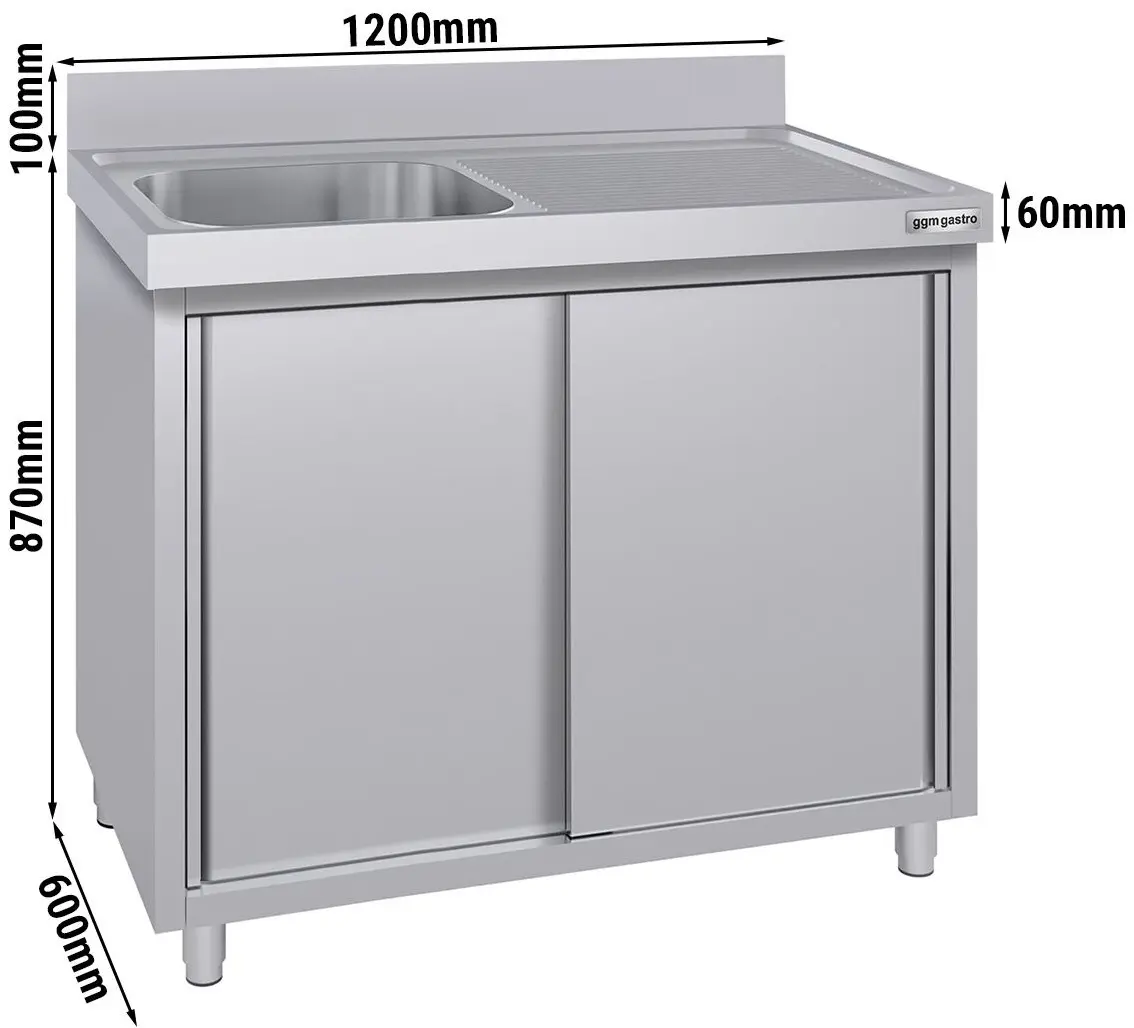 Стол-тумба с мойкой GGM Gastro SSK126BL1#ECO (Inox) - 5