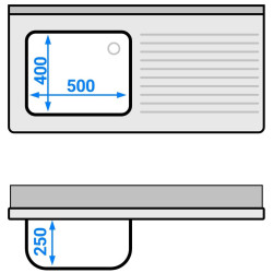 Стол-тумба с мойкой GGM Gastro SSK126BL1#ECO (Inox) Thumb