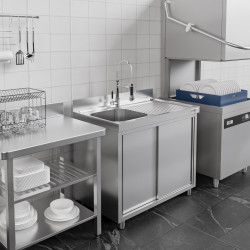 Стол-тумба с мойкой GGM Gastro SSK126BL1#ECO (Inox) Thumb