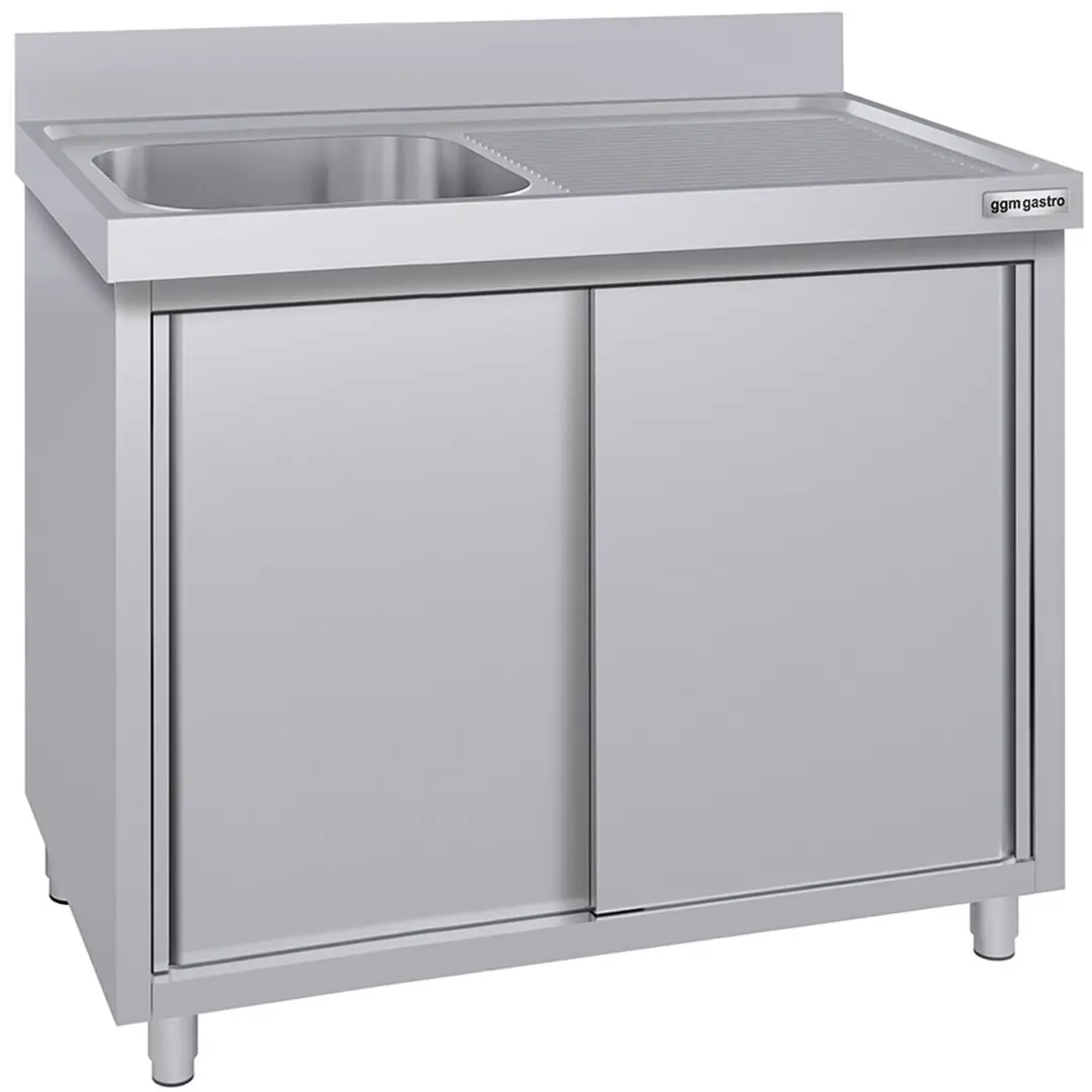 Стол-тумба с мойкой GGM Gastro SSK126BL1#ECO (Inox)
