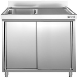 Стол-тумба с мойкой GGM Gastro SSK126BL1 (Inox) Thumb