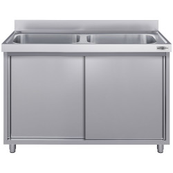 Стол-тумба с мойкой GGM Gastro SSK126BM2#ECO (Inox) Thumb