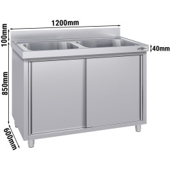 Стол-тумба с мойкой GGM Gastro SSK126BM2#ECO (Inox) Thumb