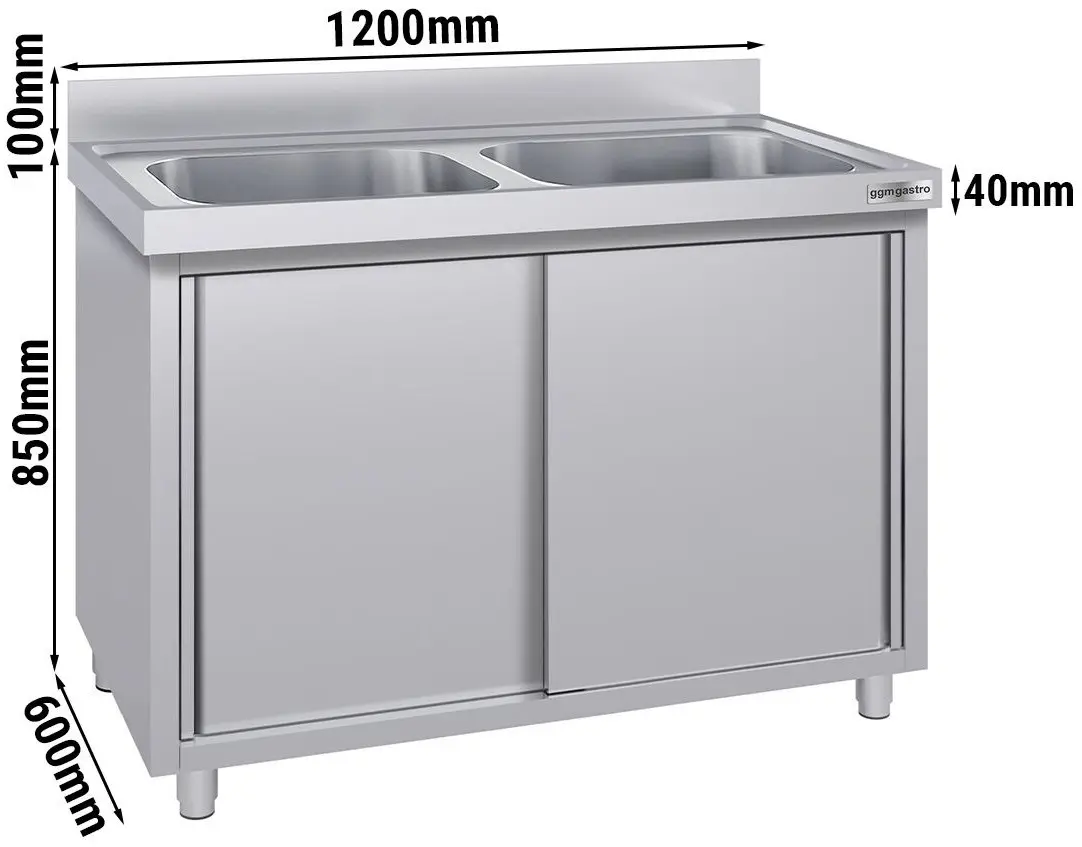 Стол-тумба с мойкой GGM Gastro SSK126BM2#ECO (Inox) - 11