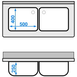 Стол-тумба с мойкой GGM Gastro SSK126BM2#ECO (Inox) Thumb