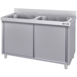 Стол-тумба с мойкой GGM Gastro SSK126BM2#ECO (Inox) Thumb