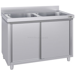 Стол-тумба с мойкой GGM Gastro SSK126BM2#ECO (Inox)