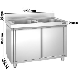 Стол-тумба с мойкой GGM Gastro SSK126BM2 (Inox) Thumb