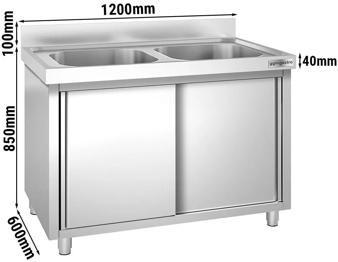 Стол-тумба с мойкой GGM Gastro SSK126BM2 (Inox) - 11