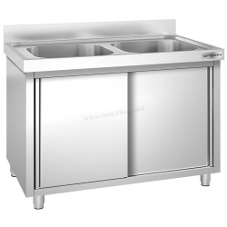 Стол-тумба с мойкой GGM Gastro SSK126BM2 (Inox)