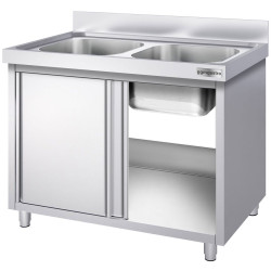 Стол-тумба с мойкой GGM Gastro SSK126BM2 (Inox) Thumb