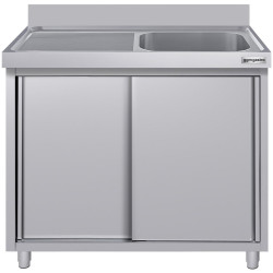 Стол-тумба с мойкой GGM Gastro SSK126BR1#ECO (Inox) Thumb