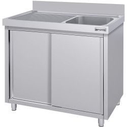 Стол-тумба с мойкой GGM Gastro SSK126BR1#ECO (Inox) Thumb