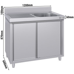 Стол-тумба с мойкой GGM Gastro SSK126BR1#ECO (Inox) Thumb