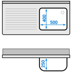 Стол-тумба с мойкой GGM Gastro SSK126BR1#ECO (Inox) Thumb