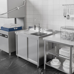 Стол-тумба с мойкой GGM Gastro SSK126BR1#ECO (Inox) Thumb