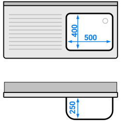 Стол-тумба с мойкой GGM Gastro SSK126BR1 (Inox) Thumb