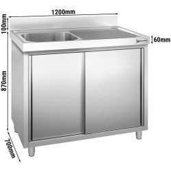 Стол-тумба с мойкой GGM Gastro SSK127BL1 (Inox) Thumb