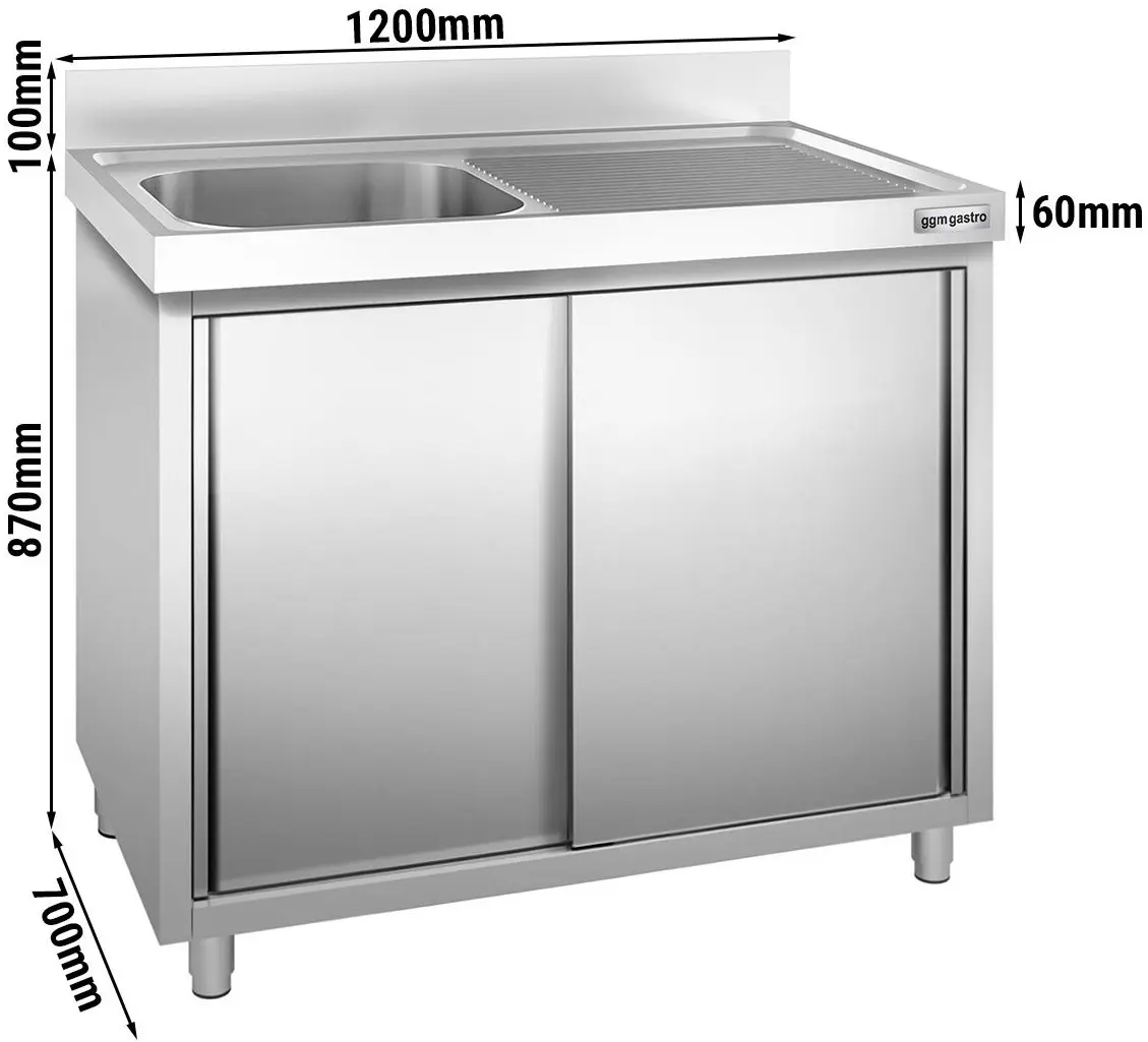 Стол-тумба с мойкой GGM Gastro SSK127BL1 (Inox) - 5
