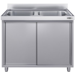Стол-тумба с мойкой GGM Gastro SSK127BM2#ECO (Inox) Thumb