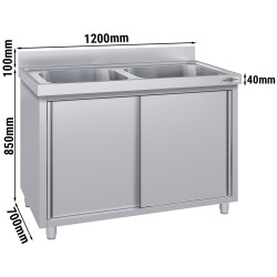 Стол-тумба с мойкой GGM Gastro SSK127BM2#ECO (Inox) Thumb