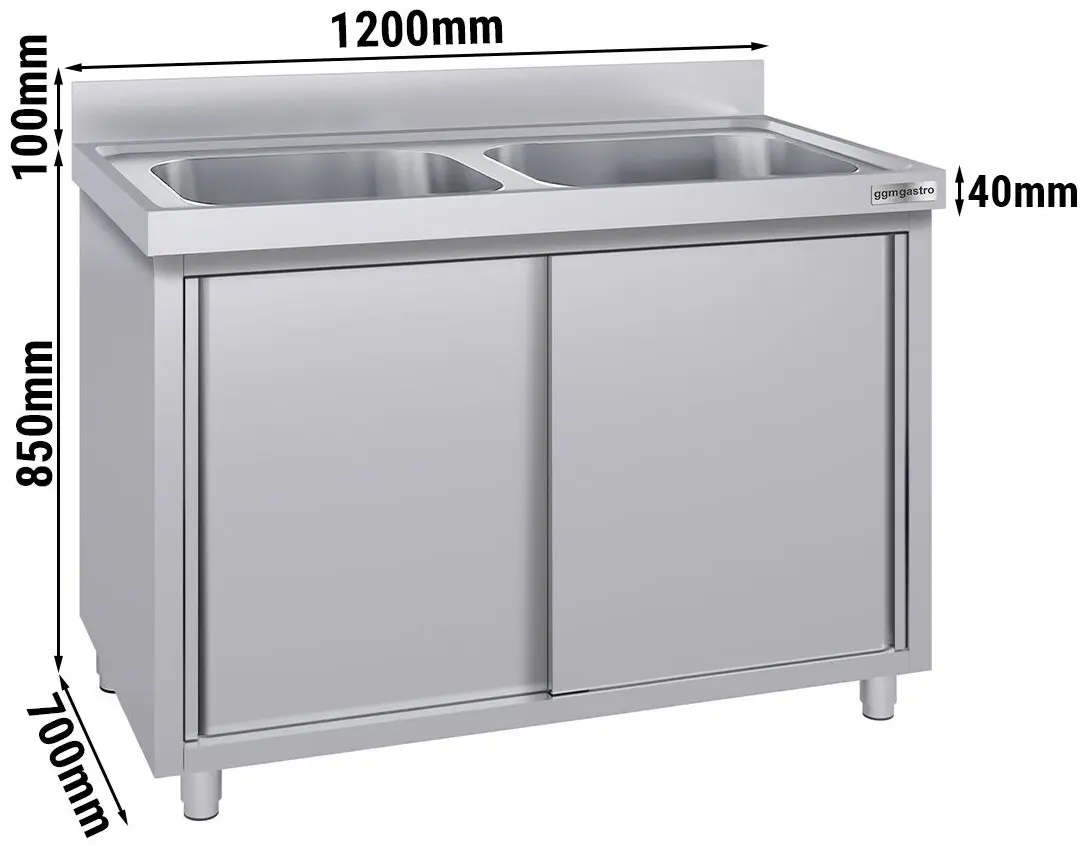 Стол-тумба с мойкой GGM Gastro SSK127BM2#ECO (Inox) - 11