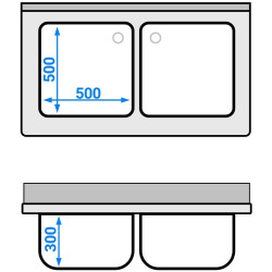 Стол-тумба с мойкой GGM Gastro SSK127BM2#ECO (Inox) Thumb
