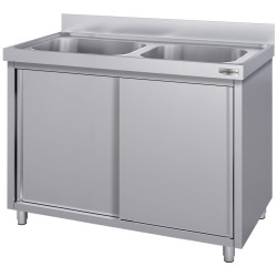 Стол-тумба с мойкой GGM Gastro SSK127BM2#ECO (Inox) Thumb