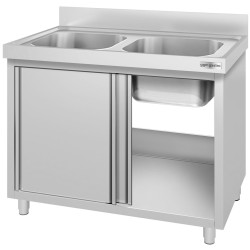 Стол-тумба с мойкой GGM Gastro SSK127BM2#ECO (Inox) Thumb