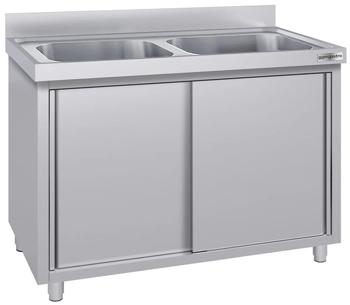 Стол-тумба с мойкой GGM Gastro SSK127BM2#ECO (Inox)
