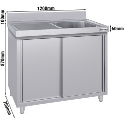 Стол-тумба с мойкой GGM Gastro SSK127BR1#ECO (Inox) Thumb