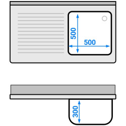 Стол-тумба с мойкой GGM Gastro SSK127BR1#ECO (Inox) Thumb