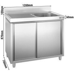 Стол-тумба с мойкой GGM Gastro SSK127BR1 (Inox) Thumb