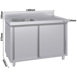 Masa-dulap cu chiuveta GGM Gastro SSK146BL1#ECO (Inox) Thumb