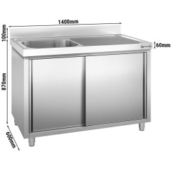 Masa-dulap cu chiuveta GGM Gastro SSK146BL1 (Inox) Thumb