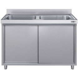 Стол-тумба с мойкой GGM Gastro SSK146BM2#ECO (Inox) Thumb