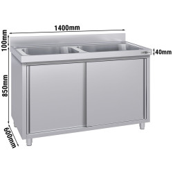 Стол-тумба с мойкой GGM Gastro SSK146BM2#ECO (Inox) Thumb