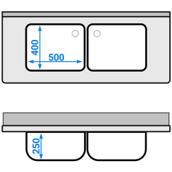 Стол-тумба с мойкой GGM Gastro SSK146BM2#ECO (Inox) Thumb