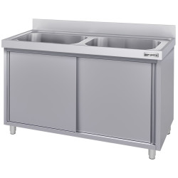 Стол-тумба с мойкой GGM Gastro SSK146BM2#ECO (Inox) Thumb