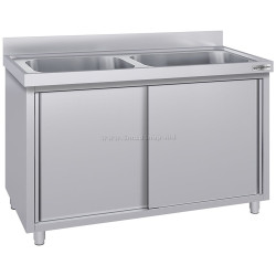 Стол-тумба с мойкой GGM Gastro SSK146BM2#ECO (Inox)